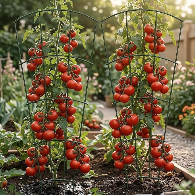 Thealyn 4 Pack 56" Metal Plant Trellis for Pots & Garden Beds, Rustproof Support for Indoor Outdoor Climbing Plants, Vines, Flowers, Fan Shaped, Green