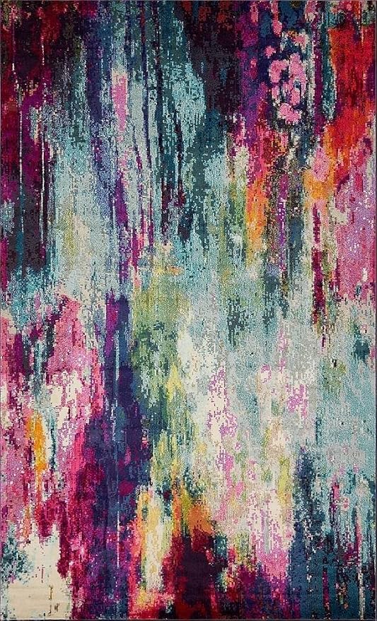 Unique Loom Chromatic Collection Modern Colorful & Vibrant Abstract Area Rug For Any Home Décor (10' 6 x 16' 5 Rectangular, Multi/ Light Blue)