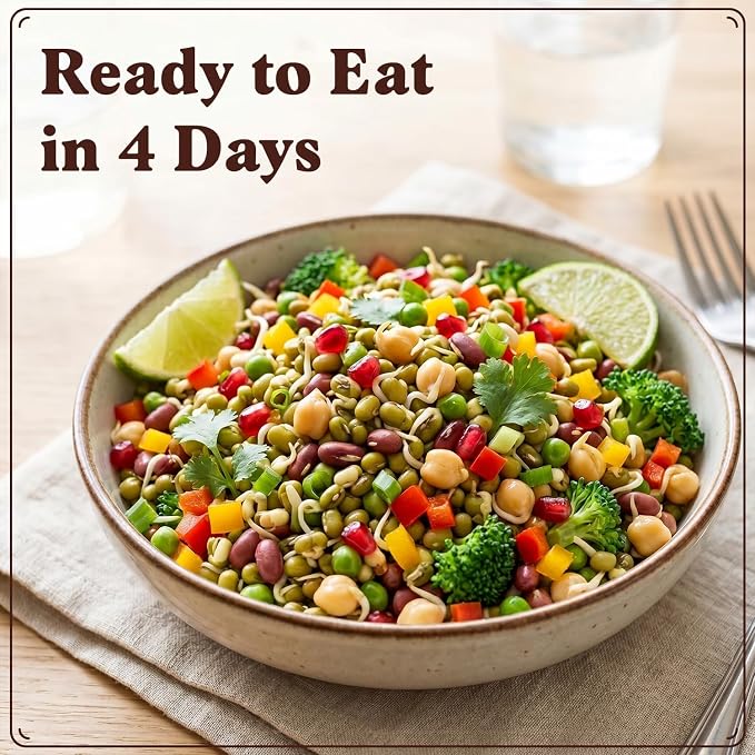 Seedboy Organic Non-GMO Sprouting Seeds, Protein Blend - USA Grown Microgreens Mix with Garbanzo, Mung Bean, Adzuki Beans, Green Pea - 8 oz Bag Makes 6 Quarts / 24 Servings (Protein Blend)