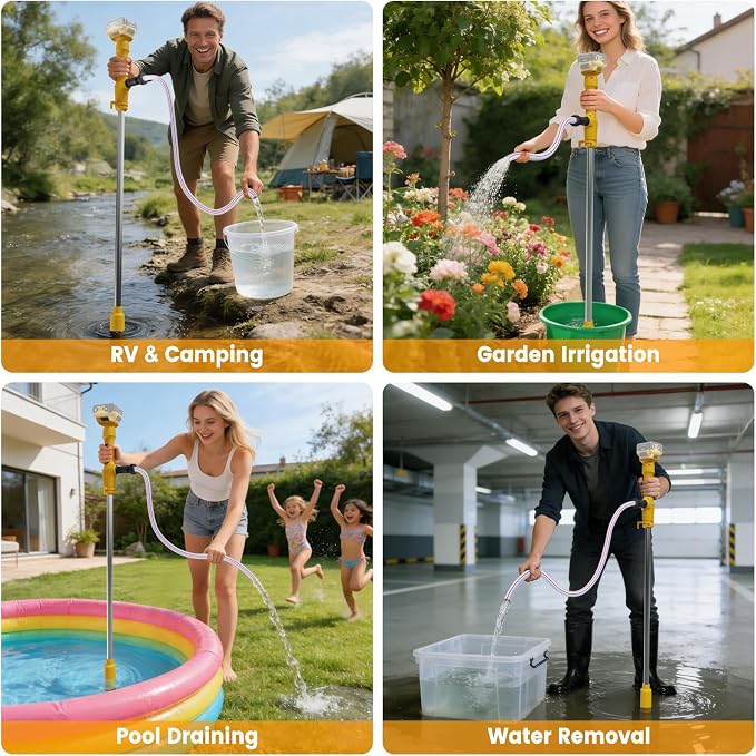 Cordless Stick Water Transfer Pump Compatible with Dewalt 20V Battery(Tool Only), 720 GPH Portable Electric Water Pump, Sump Pump, 160W Brushless Utility Water Pump for Pool, Garden, Pond and Boat