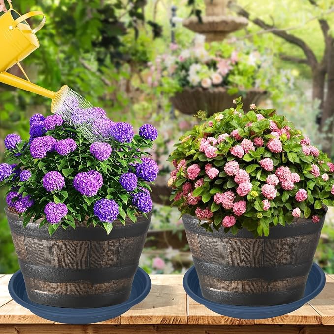 2 Pack of 19 inch Plant Saucer, Large Plant Tray, Heavy Sturdy Plant Drainage Tray for Indoors, Bird Bath Bowls, Sturdy 18 inch Plastic Pot Tray for Planter (Blue)