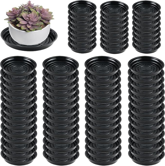 70 Packs 6 Inches Large Plant Saucers for Indoor Outdoor Use Heavy Duty Plastic Plant Plate Dish for Planter Bulk Round Flower Pot Drip Trays to Catch Water 4 to 20 Inch, Black