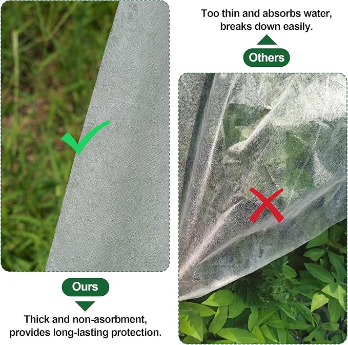 10 * 50FT Plant Covers Freeze Protection, 1.06 oz/yd² Large Thick Floating Row Cover Fabric for Winter Frost Protection, White Blanket Cloth for Outdoor Garden Vegetables in Cold Weather