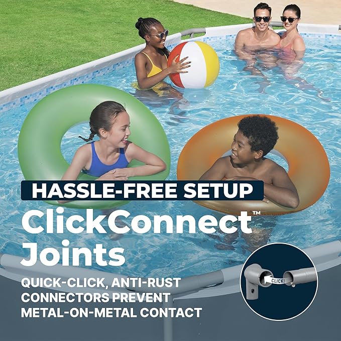 Bestway Steel Pro MAX 16' x 10' x 42" Above Ground Pool Set with Pump | Durable Oval Metal Frame Outdoor Backyard Swimming Pool, Puncture-Resistant Liner - Ladder and Cover Included, Gray