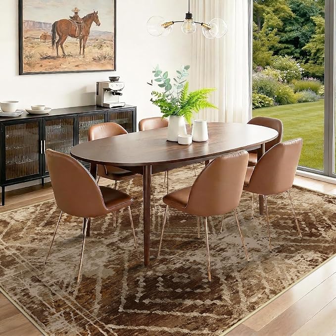 9'x12' Washable Area Rug for Living Room Bedroom Cow Print | Soft Western No Slip Low Pile Print Foldable Indoor for Kitchen Dining Room