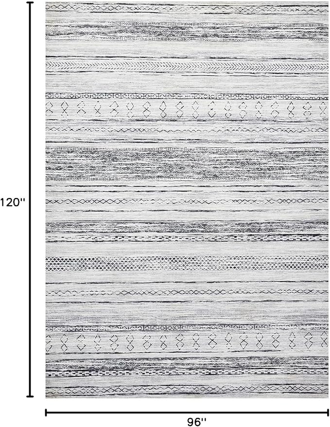 Tortania Area Rug Living Room Rugs - 8x10 Washable Large Soft Neutral Boho Moroccan Bohemian Farmhouse Rug Indoor Floor Carpet for Bedroom Under Dining Table Home Office Decor - Grey