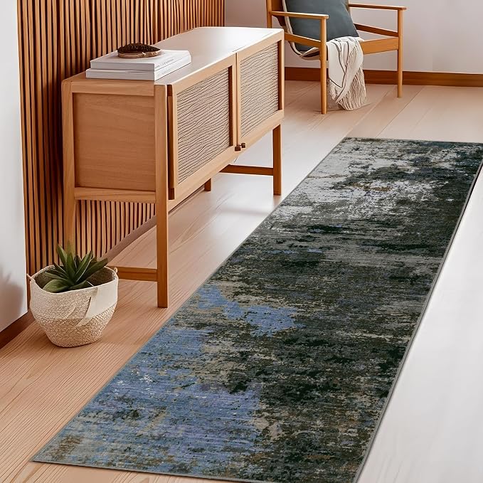 GarveeHome Washable Area Rug 3x5 Modern Abstract Gray Brown | Non-Slip Backing, Stain-Resistant Low Pile Floor Cover, Colorful Indoor Mat, Bedroom, Kitchen, Laundry