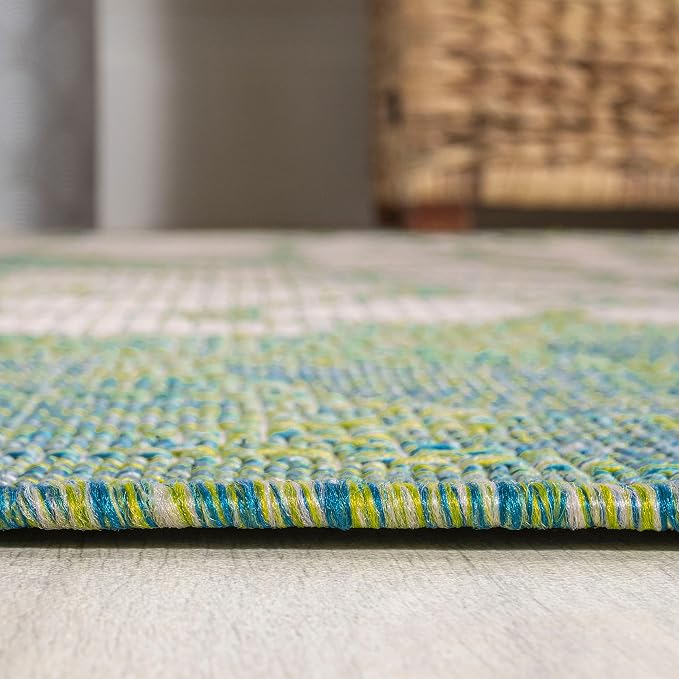 JONATHAN Y Floral Textured Weave Indoor Outdoor Area Rug 3X5 Cream/Green, Zinnia Modern for Backyard, Patio, Porch, Easy-Cleaning, High Traffic, Pet-Friendly, Non-Shedding (SMB110D-3)