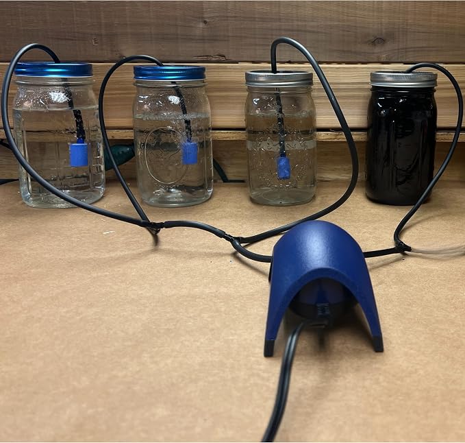 ZXYPRO® Improved Airline Kratky Lid Kit, Fits Wide-Mouth Canning Jar, Pumps Air into up to 4 Wide-Mouth Kratky Jars, Robust Pump And All Tubing And Connectors Included