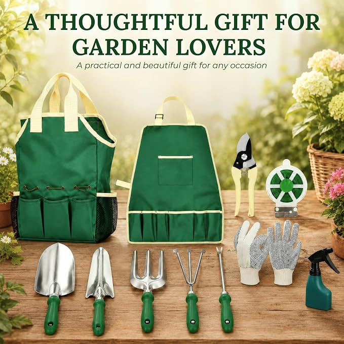 GardenHOME 11-Piece Gardening Tool Set – Garden Kit with Tote Bag, Apron & Accessories, Perfect Gardening Gifts for Women, Moms, and Beginners