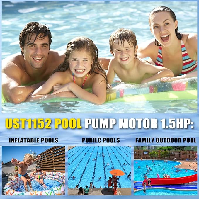 B127 Pool Pump Motor 0.75 HP, Fit for Century A.O. Smith 0.75HP Single Speed, 3450 RPM, S56J Frame, 230V, Swimming Pool Motor