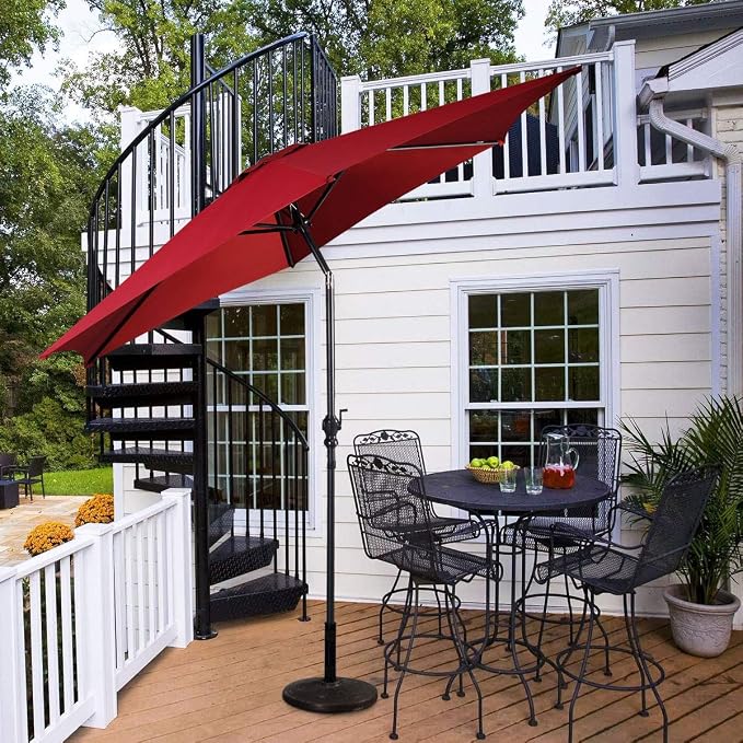 Giantex 10ft Outdoor Patio Umbrella, Market Table umbrella w/Tilt Adjustment and Crank, 180G Polyester, Garden Canopy for Deck Backyard Pool Indoor Outdoor
