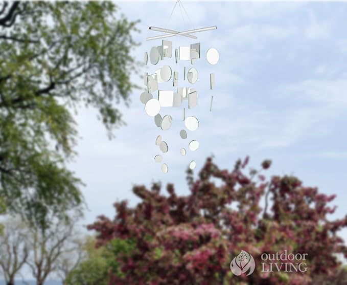 Woodstock Chimes Asli Arts Collection, Mirror Chime, Medium (20'') Capiz Wind Chimes for Outdoor, Patio, Home or Garden Décor (C125)
