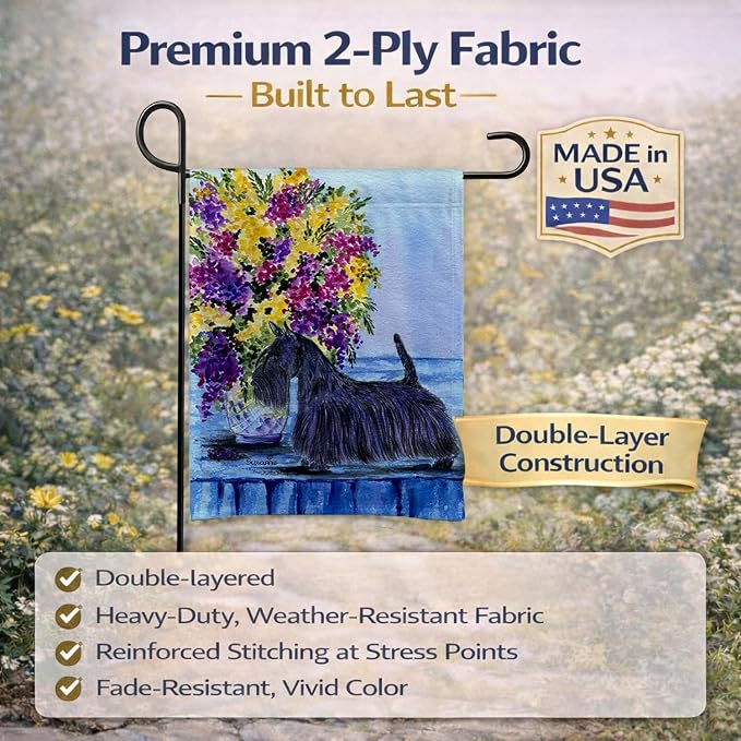 Caroline's Treasures SS8309GF Scottish Terrier Garden Flag Mailbox Flag Decorative Yard Flag Banner Outside Patio Artwork Yard Flower Beds, Garden Size, Multicolor