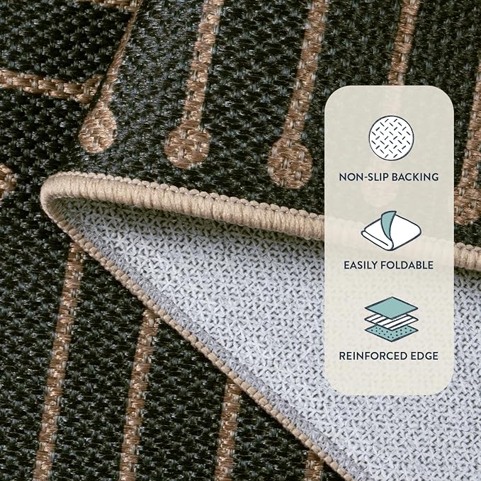 Lahome Black 3x5 Washable Rug, Neutral Easy Jute Entryway Front Porch Rug | Farmhouse Geometric Rhombus Non Slip Non Shedding Carpet for Kitchen Entrance Balcony