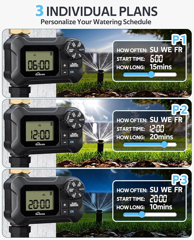 homenote Automatic Misting Cooling System with Timer, 46FT Misting Line, 10 Brass Nozzles, and 3/4" Brass Adapter for Patio Cooling and Garden Watering