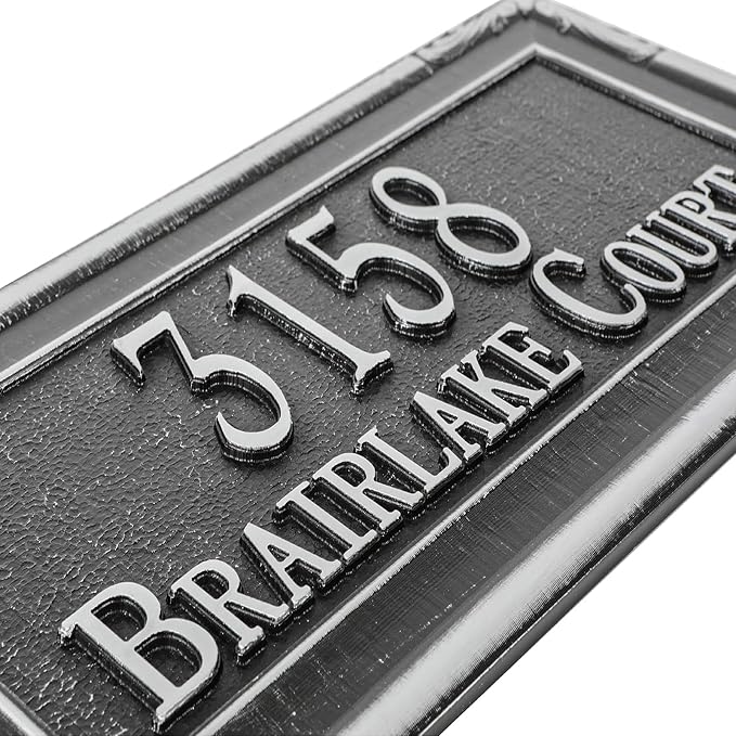 Address Sign Lawn Mounted - Custom House Number Plaque Sign with 2 Metal Stakes,House Address Numbers for Outside House,Yard,Garden,Grass,Ground,Drive Way,Lawn,4 Colors, 12''x 6''