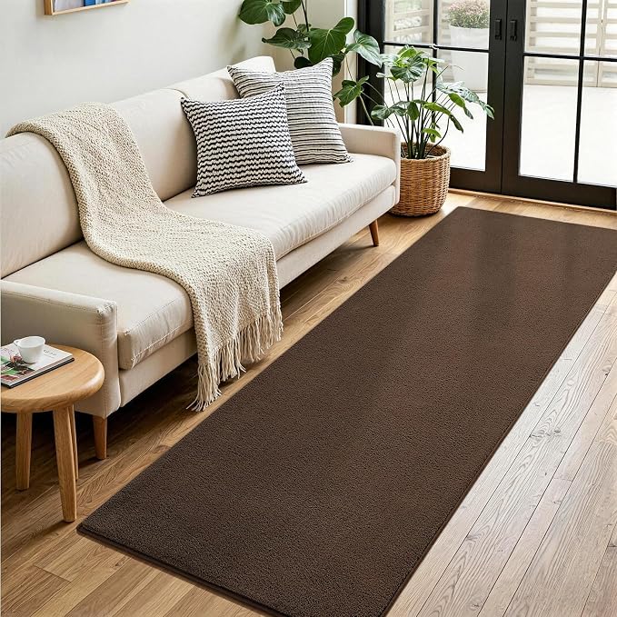 Vasofe 2x8 Bedroom Runner Rug, Hallway Runner Rug, Non Slip Bedside Runners | Long Bedside Runner Rug for Bedroom Kitchen Dorm Kids Boys Room, Washable Medium Pile Shag Fluffy Carpets for Entrance
