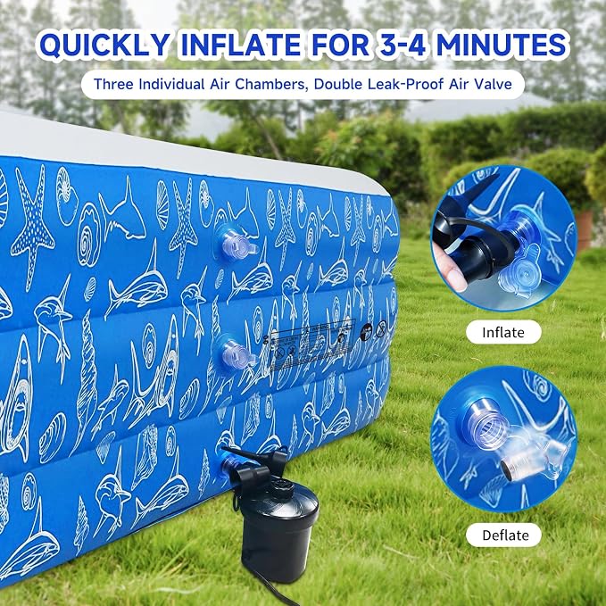 Inflatable Swimming Pool for Kids and Adults- 118" x 68" x 22" Family Full-Sized Blow Up Pools for Kids-Thickened Durable Above Ground Swimming Pool Backyard Lawn, Summer Party Outdoor and Indoor
