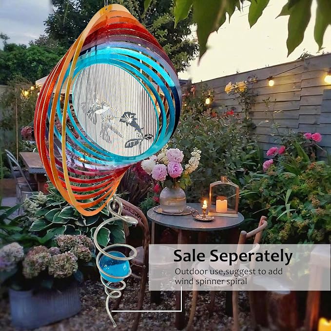Aoedelyart 3D Animations Hummingbird Wind Spinner for Yard and Garden,12In Metal Wind Spinners Hummingbird Gift for Women Mom Grandma Wife,Outdoor Garden Decor Hanging Kinetic Yard Art Wind Sculpture