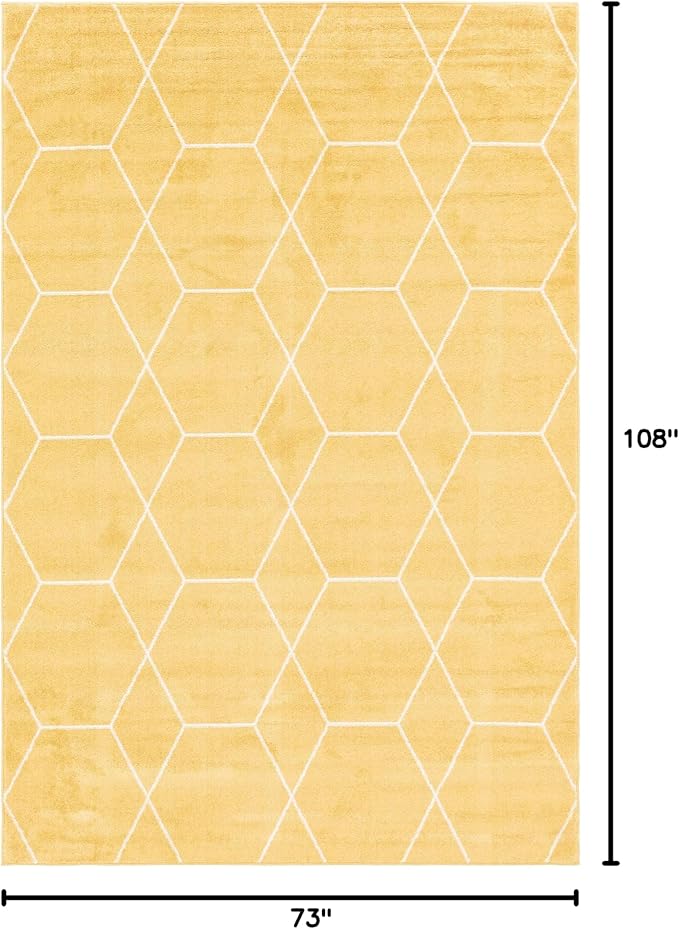 Unique Loom Trellis Frieze Collection Area Rug - Geometric (6' 1" x 9' Rectangle Yellow/Ivory)