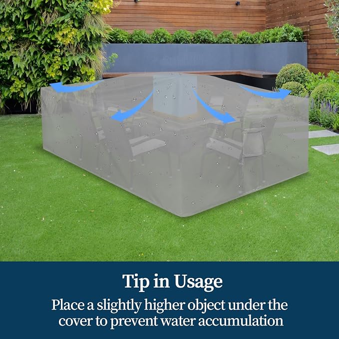 Easy-Going Rectangle Patio Furniture Cover Waterproof Outdoor Dining Table and Chair Cover Anti-UV Outside Sectional Sofa Set Covers (90"L x 64"W x 28"H, Grey)