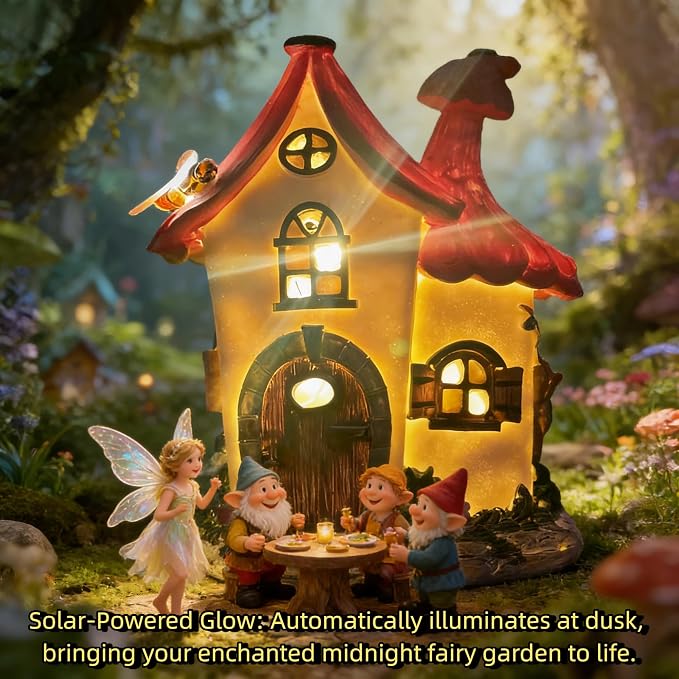 Fairy Garden Houses, Fairy Houses,Fairy Houses for Outside,Fairy Garden Houses Outdoor,Solar Fairy Garden,gnome House,Fairy Garden,Fairy Garden Accessories, for Women Gift/Teenage Gift