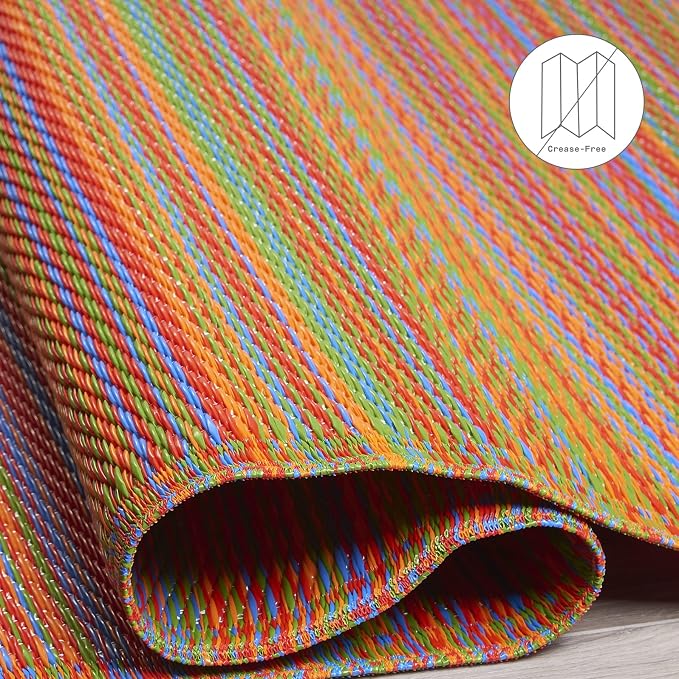 Fab Habitat Outdoor Rug - Waterproof, Fade Resistant, Crease-Free - Premium Recycled Plastic - Striped - Porch, Deck, Balcony, Hallway, Poolside - Cancun - Multicolor - 2.5 x 8 ft Runner