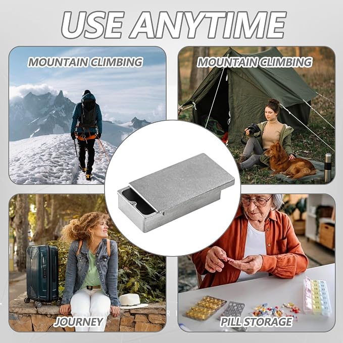 Titanium EDC Container Storage Box Mini Metal Box Outdoor Camping Gear Backbag Tool For Tiny Things, Silver