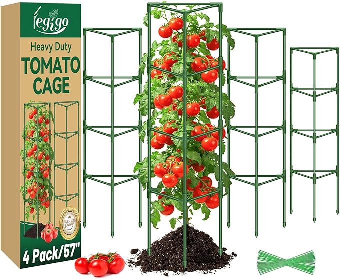 Legigo 4 Pack 57 Inch Tomato Cage for Garden, Heavy-Duty Tomato Trellis Plant Support Stakes, Adjustable Garden Trellis Plant Cage for Climbing Plants Peppers Outdoor Raised Garden Bed and Vegetables