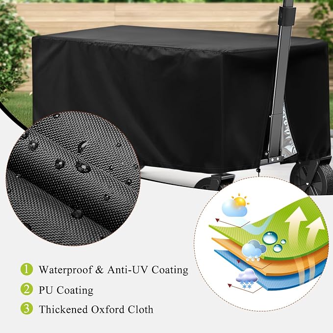 TheElves Collapsible Wagon Cover, Waterproof Cover for Outdoor Folding Cart, Heavy Duty Customized Covers for Garden Carts & Sport Wagons & Camping Wagons