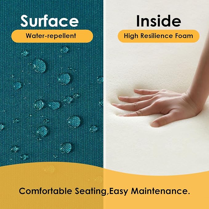 Outdoor Sunbrella Square Corner Seat Cushion, 18.5"x16"x3", Set of 4, Non Slip Seat Cushion Pads with Removable Cover for Patio Furniture, Garden Yard Lawn, Spectrum Peacock