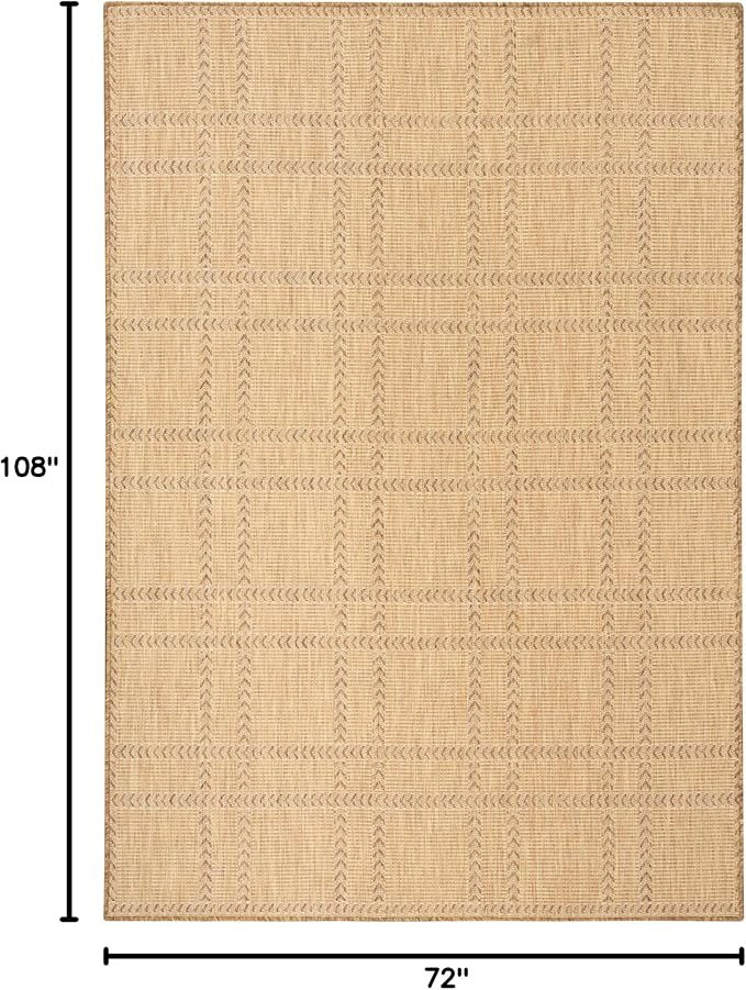 Nourison Home Horizon Indoor/Outdoor Natural 6' x 9' Area Rug - Easy Clean, Non Shedding, Bed Room, Living Room, Dining Room, Kitchen (6' x 9')