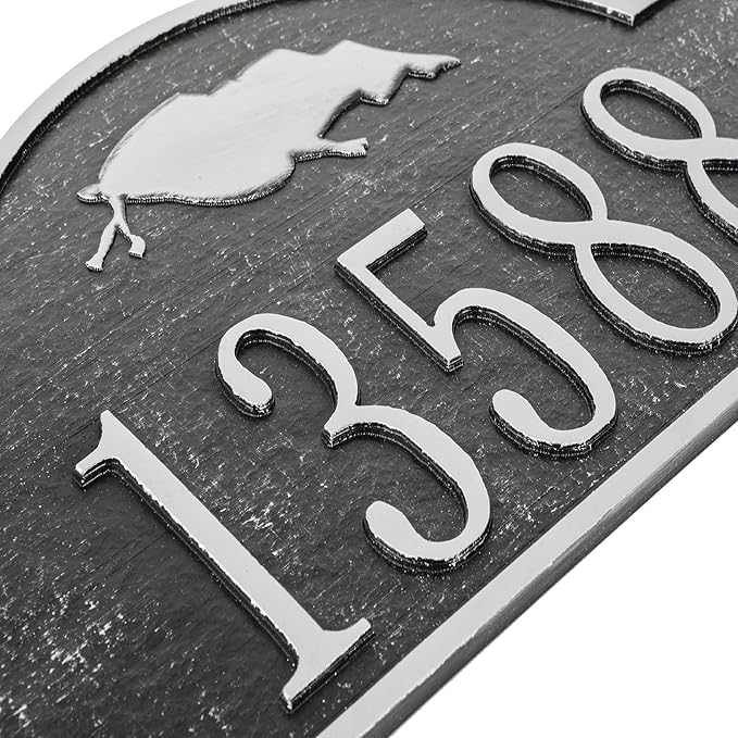 Address Sign Lawn Mounted - Custom House Number Sign with 2 Solid Metal Stakes,Address Numbers for Outside House,Yard,Garden,Grass,Ground,Drive Way,Lawn,13'' x 7.7''