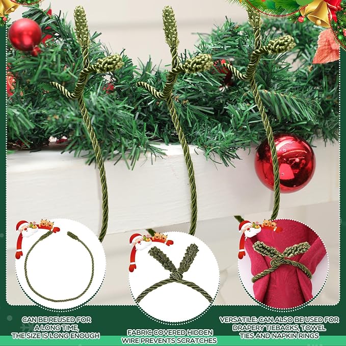Zhengmy 20 Pcs 25 Inch Extra Long Christmas Garland Ties Christmas Decorative Twist Ties for Banister Reusable Flexible Twist for Holiday Xmas Home Decorations Craft Wrapping (Olive Green)