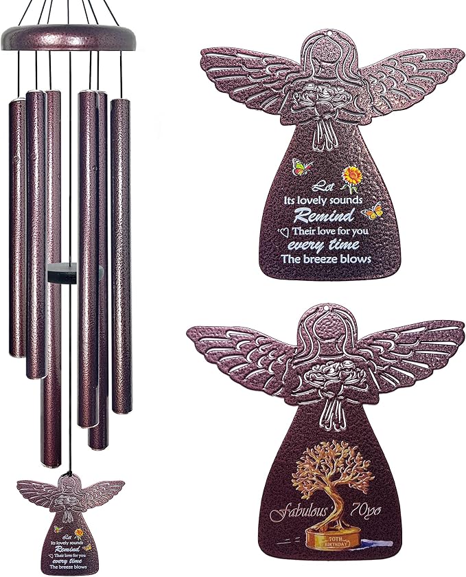 70th Birthday Gifts for Women or Men, 32" Angel Aluminum Wind Chimes for Outside with Harmony Tone, Memorable 70th Birthday Gift for Mom, Unique Wind Chimes for Garden, Patios and Backyard Decor