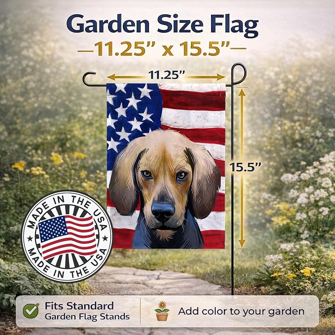 Caroline's Treasures CK6589GF Kerry Beagle American Flag Garden Flag Mailbox Flag Decorative Yard Flag Banner Outside Patio Artwork Yard Flower Beds, Garden Size, Multicolor