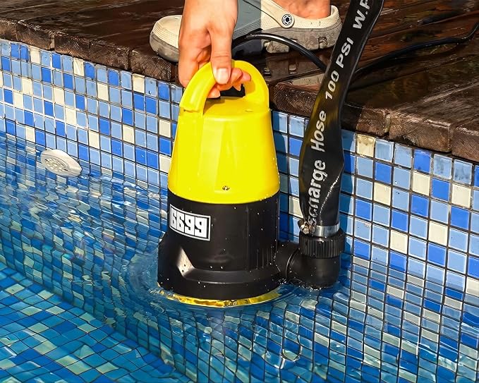 Submersible Sump Pump 2500GPH High Flow with 25FT x 1-1/2” Discharge Hose Drain Water Pump Kit 1/2HP Portable Utility Pump Easy to Use for Flooded Basement Rain Barrel