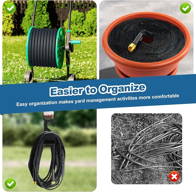 CXEZSIK Garden Hose, Lightweight, Non-Expanding, Leak-Proof Metal Connector, No-Knot No-Tangle, Easy to Store and Carry, Wear-Resistant, 3/4GHT Flexible Water Hose, Hose for Yard, Garden, Outdoor