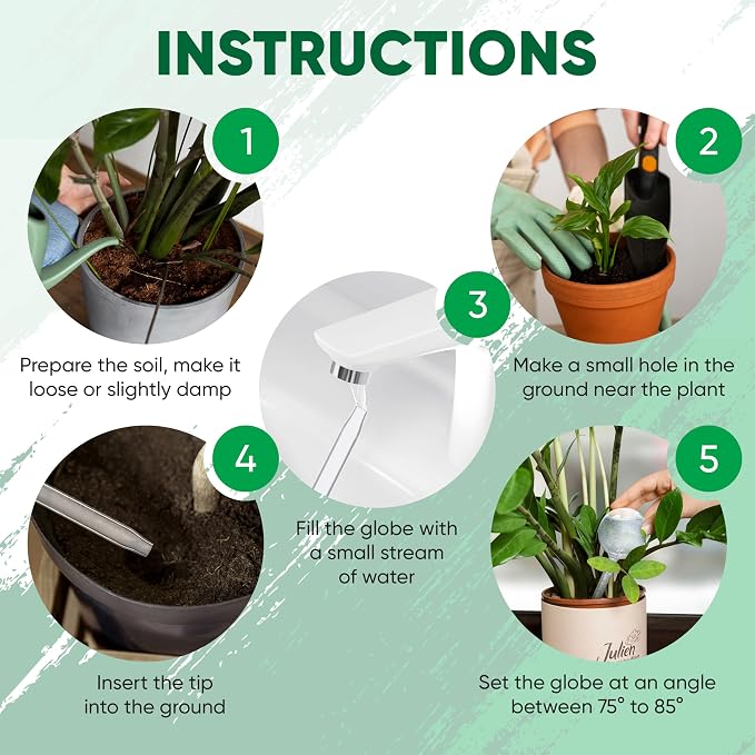 Clear Plant Watering Globes Set of 4 - Large Self Watering Globes for Indoor & Outdoor Plants - Automatic, Glass Watering Bulbs for Daily Use, Plant Watering Devices