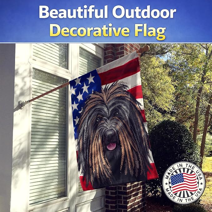 Caroline's Treasures CK6666CHF Puli Dog American Flag House Flag Large Porch Sleeve Pole Decorative Outside Yard Banner Artwork Wall Hanging, Polyester, House Size, Multicolor
