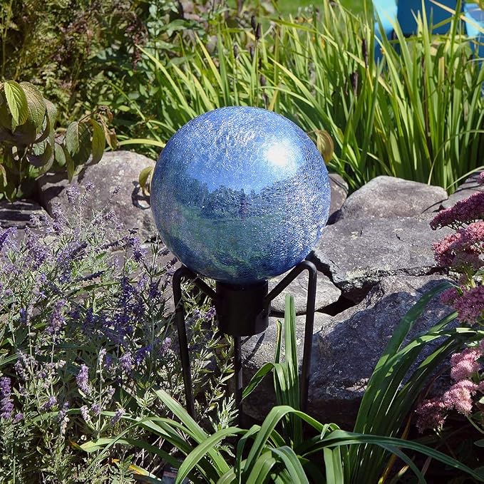Achla Designs 10-Inch Crackle Gazing Globe Ball, Blue Lapis