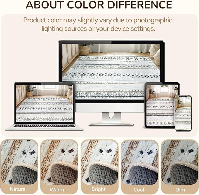 6x9 Area Rugs for Living Room Washable Moroccan Farmhouse Neutral Geometric Low Pile Non-Slip Soft Print Pattern Rug for Bedroom Kitchen Dining Room Entryway Black/Brown | Vacuum Friendly, Machine Washable, Non-Slip Rug, Stain Resistant, Moroccan Geome...