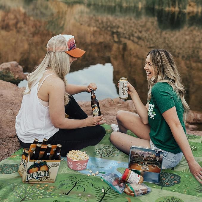 Picnic Blankets Extra Large Waterproof, 80"x 80" Forest Beach Mat with Corner Pockets Windproof Sandproof Foldable Portable 3-Layer Mat Darker for Wet Grass,Parks,Music Festival,Camping,Concerts
