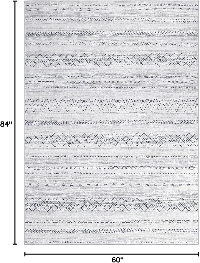 cotiled Boho 5x7 Area Rugs for Living Room: Soft Moroccan Washable Rug | Solve Modern Neutral Trendy Home Decor - Stain Resistan Indoor Carpet for Bedroom Dining Room Brown Grey