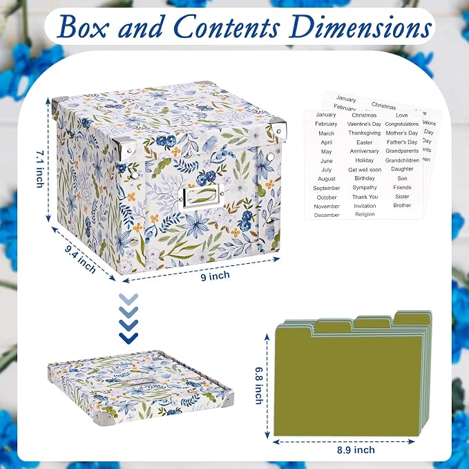 2 Pack Greeting Card Storage Box Collapsible Card Organizer with 16 Dividers and Sticker Greeting Card Keeper for Holiday Birthday Photos Recipes Envelopes Large Cards Crafts Scrapbooking