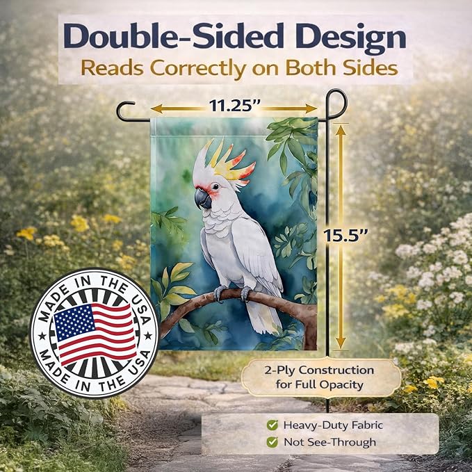 Caroline's Treasures Cockatoo Garden Flag Mailbox Flag Decorative Yard Flag Banner Outside Patio Artwork Yard Flower Beds, Garden Size, Multicolor