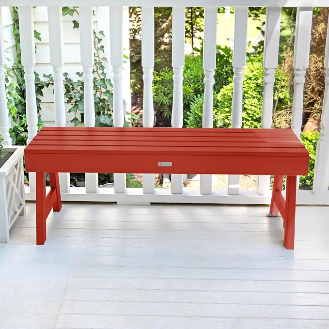 Highwood Weatherly Backless Bench, 4 Feet, Rustic Red