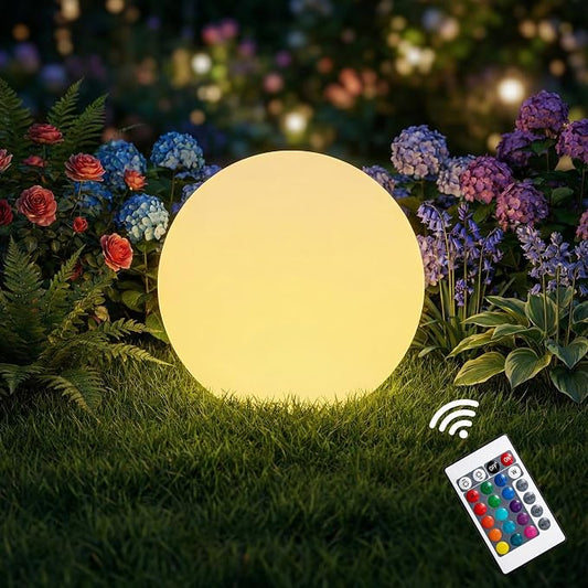 8 Inch Solar Globe Lights Outdoor Waterproof, LED Solar Ball Light Outdoor 16 RGB Colors 4 Modes with Remote Control, Solar Shpere Lamp Orb Light for Patio,Garden,Yard,Beach,Pathway