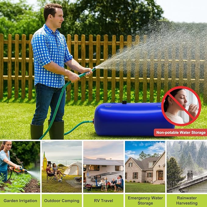150 Gallon Water Bladder, 1000D PVC Foldable Portable Water Tank, Blue Large Capacity Water Bag Container for Camping, Garden, Agricultural Irrigation, Drought Resistance, Emergency Supply